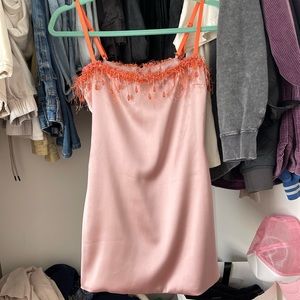 Danielle Guizio satin beaded mini dress